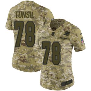 Exquisite Dolphins #78 Laremy Tunsil Camo Women's Stitched NFL Limited 2018 Salute to Service Jersey