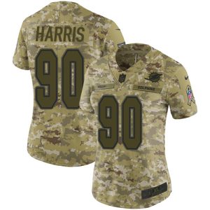 Outstanding Dolphins #90 Charles Harris Camo Women's Stitched NFL Limited 2018 Salute to Service Jersey