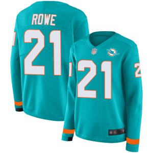 Superb Dolphins #21 Eric Rowe Aqua Green Team Color Women's Stitched NFL Limited Therma Long Sleeve Jersey