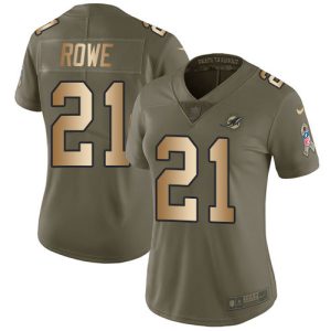 Superb Dolphins #21 Eric Rowe Olive/Gold Women's Stitched NFL Limited 2017 Salute To Service Jersey