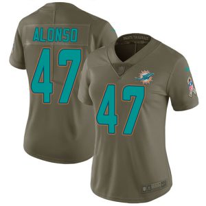 Superb Dolphins #47 Kiko Alonso Olive Women's Stitched NFL Limited 2017 Salute to Service Jersey