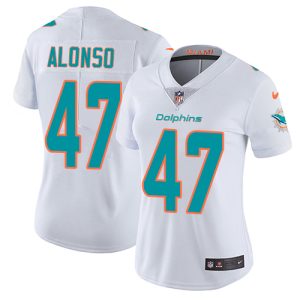Gorgeous Dolphins #47 Kiko Alonso White Women's Stitched NFL Vapor Untouchable Limited Jersey