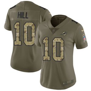 Superior Dolphins #10 Tyreek Hill Olive/Camo Women's Stitched NFL Limited 2017 Salute To Service Jersey