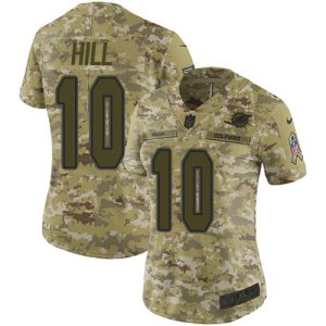 Superb Dolphins #10 Tyreek Hill Camo Women's Stitched NFL Limited 2018 Salute To Service Jersey