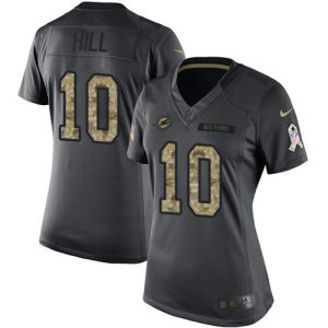 Gorgeous Dolphins #10 Tyreek Hill Black Women's Stitched NFL Limited 2016 Salute to Service Jersey