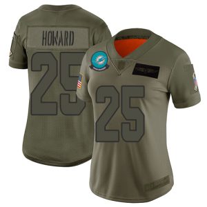 Exceptional Dolphins #25 Xavien Howard Camo Women's Stitched NFL Limited 2019 Salute to Service Jersey