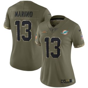 Outstanding Miami Dolphins #13 Dan Marino Women's 2022 Salute To Service Limited Jersey - Olive