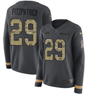 Exceptional Dolphins #29 Minkah Fitzpatrick Anthracite Salute to Service Women's Stitched NFL Limited Therma Long Sleeve Jersey