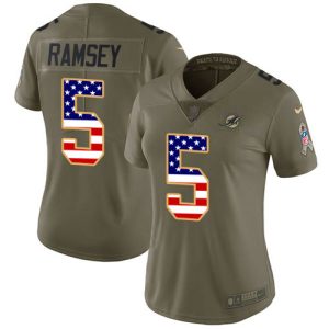 Superior Dolphins #5 Jalen Ramsey Olive/USA Flag Women's Stitched NFL Limited 2017 Salute To Service Jersey