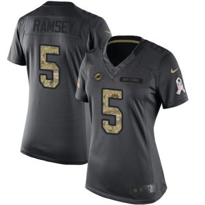 Superior Dolphins #5 Jalen Ramsey Black Women's Stitched NFL Limited 2016 Salute to Service Jersey