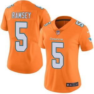 Exceptional Dolphins #5 Jalen Ramsey Orange Women's Stitched NFL Limited Rush Jersey