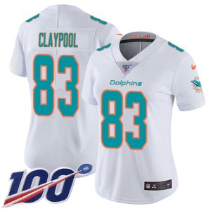 Exceptional Dolphins #83 Chase Claypool White Women's Stitched NFL 100th Season Vapor Untouchable Limited Jersey