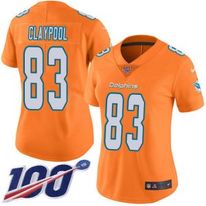 Marvelous Dolphins #83 Chase Claypool Orangen Women's Stitched NFL Limited Rush 100th Season Jersey