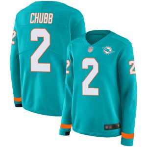 Exquisite Dolphins #2 Bradley Chubb Aqua Green Team Color Women's Stitched NFL Limited Therma Long Sleeve Jersey
