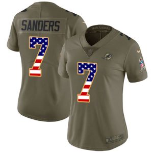 Finest Dolphins #7 Jason Sanders Olive/USA Flag Women's Stitched NFL Limited 2017 Salute To Service Jersey