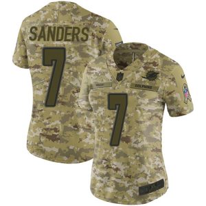 Superior Dolphins #7 Jason Sanders Camo Women's Stitched NFL Limited 2018 Salute To Service Jersey