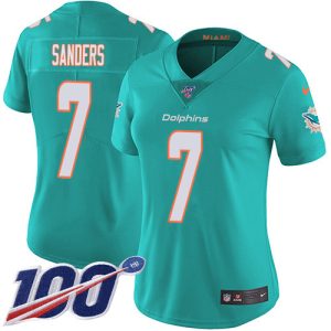 Finest Dolphins #7 Jason Sanders Aqua Green Team Color Women's Stitched NFL 100th Season Vapor Untouchable Limited Jersey