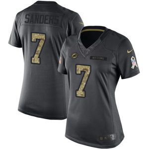 Finest Dolphins #7 Jason Sanders Black Women's Stitched NFL Limited 2016 Salute to Service Jersey