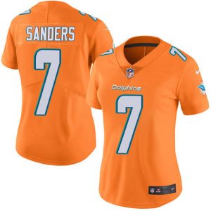 Premium Dolphins #7 Jason Sanders Orange Women's Stitched NFL Limited Rush Jersey