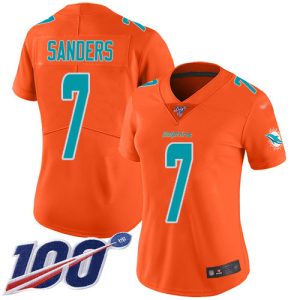 Exceptional Dolphins #7 Jason Sanders Orange Women's Stitched NFL Limited Inverted Legend 100th Season Jersey