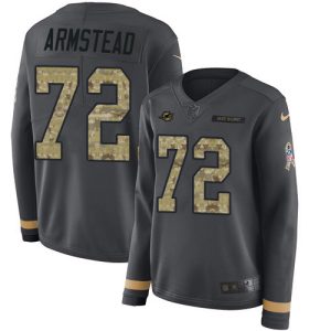 Superior Dolphins #72 Terron Armstead Anthracite Salute to Service Women's Stitched NFL Limited Therma Long Sleeve Jersey