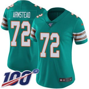 Exquisite Dolphins #72 Terron Armstead Aqua Green Alternate Women's Stitched NFL 100th Season Vapor Untouchable Limited Jersey