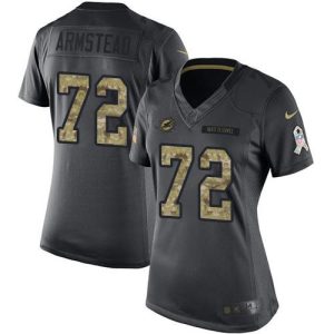 Outstanding Dolphins #72 Terron Armstead Black Women's Stitched NFL Limited 2016 Salute to Service Jersey