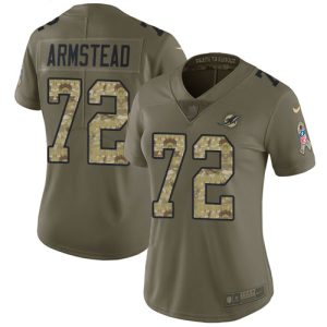 Exquisite Dolphins #72 Terron Armstead Olive/Camo Women's Stitched NFL Limited 2017 Salute To Service Jersey