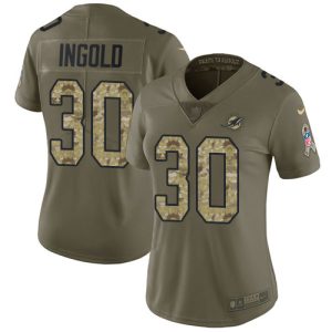 Superior Dolphins #30 Alec Ingold Olive/Camo Women's Stitched NFL Limited 2017 Salute To Service Jersey