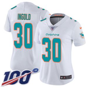 Superior Dolphins #30 Alec Ingold White Women's Stitched NFL 100th Season Vapor Untouchable Limited Jersey