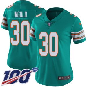 Superior Dolphins #30 Alec Ingold Aqua Green Alternate Women's Stitched NFL 100th Season Vapor Untouchable Limited Jersey