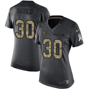 Superior Dolphins #30 Alec Ingold Black Women's Stitched NFL Limited 2016 Salute to Service Jersey
