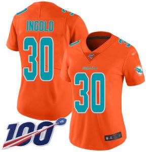 Finest Dolphins #30 Alec Ingold Orange Women's Stitched NFL Limited Inverted Legend 100th Season Jersey