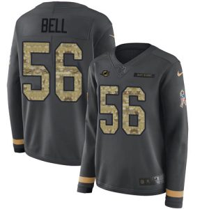 Premium Dolphins #56 Quinton Bell Anthracite Salute to Service Women's Stitched NFL Limited Therma Long Sleeve Jersey