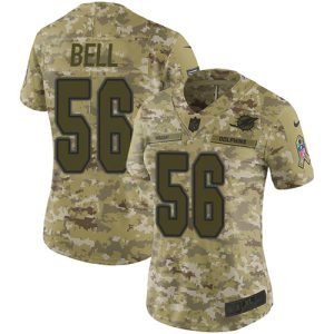 Finest Dolphins #56 Quinton Bell Camo Women's Stitched NFL Limited 2018 Salute To Service Jersey