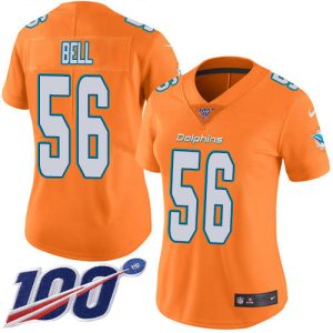 Superior Dolphins #56 Quinton Bell Orangen Women's Stitched NFL Limited Rush 100th Season Jersey