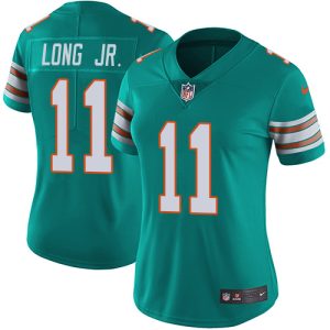 Superior Dolphins #11 David Long Jr. Aqua Green Alternate Women's Stitched NFL Vapor Untouchable Limited Jersey