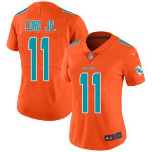 Gorgeous Dolphins #11 David Long Jr. Orange Women's Stitched NFL Limited Inverted Legend Jersey