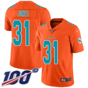 Superb Dolphins #31 Byron Jones Orange Youth Stitched NFL Limited Inverted Legend 100th Season Jersey