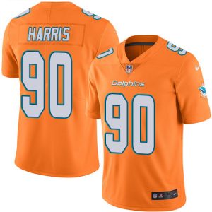 Premium Dolphins #90 Charles Harris Orange Youth Stitched NFL Limited Rush Jersey