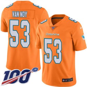 Marvelous Dolphins #53 Kyle Van Noy Orange Youth Stitched NFL Limited Rush 100th Season Jersey