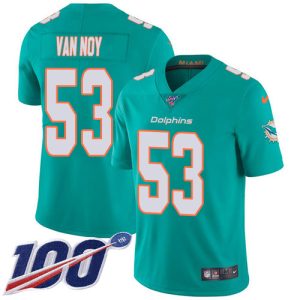 Exquisite Dolphins #53 Kyle Van Noy Aqua Green Team Color Youth Stitched NFL 100th Season Vapor Untouchable Limited Jersey