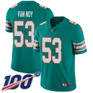 Finest Dolphins #53 Kyle Van Noy Aqua Green Alternate Youth Stitched NFL 100th Season Vapor Untouchable Limited Jersey
