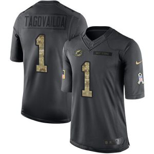 Premium Dolphins #1 Tua Tagovailoa Black Youth Stitched NFL Limited 2016 Salute to Service Jersey