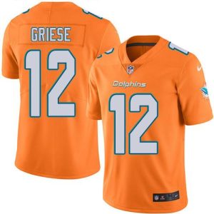 Exquisite Dolphins #12 Bob Griese Orange Youth Stitched NFL Limited Rush Jersey