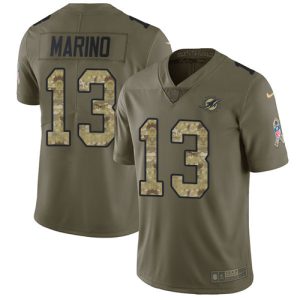 Superb Dolphins #13 Dan Marino Olive/Camo Youth Stitched NFL Limited 2017 Salute to Service Jersey