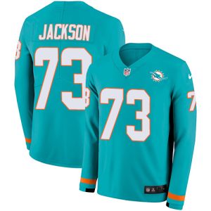 Gorgeous Dolphins #73 Austin Jackson Aqua Green Team Color Youth Stitched NFL Limited Therma Long Sleeve Jersey