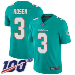 Superb Dolphins #3 Josh Rosen Aqua Green Team Color Youth Stitched NFL 100th Season Vapor Limited Jersey