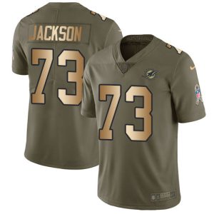 Finest Dolphins #73 Austin Jackson Olive/Gold Youth Stitched NFL Limited 2017 Salute To Service Jersey