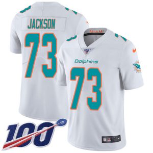 Finest Dolphins #73 Austin Jackson White Youth Stitched NFL 100th Season Vapor Untouchable Limited Jersey